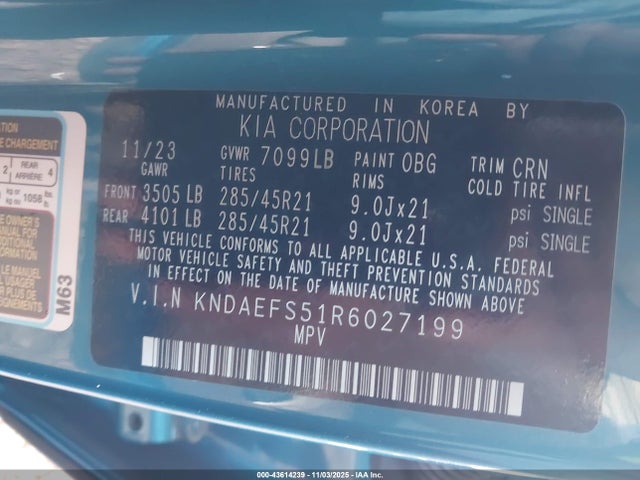 KNDAEFS51R6027199 KIA Ev9 Gt-line