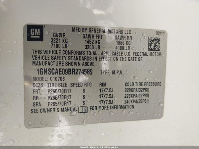 2011 CHEVROLET TAHOE 1GNSCAE09BR274589 Photo 8