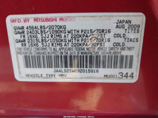 2009 MITSUBISHI OUTLANDER JA4LS21W69Z015918 Photo 8