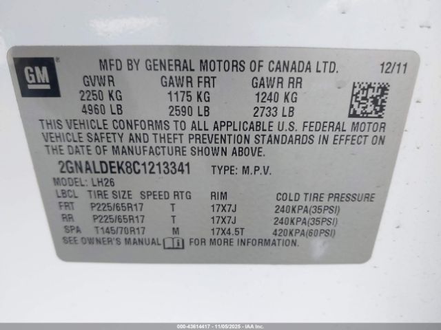 2012 CHEVROLET EQUINOX 2GNALDEK8C1213341 Photo 8