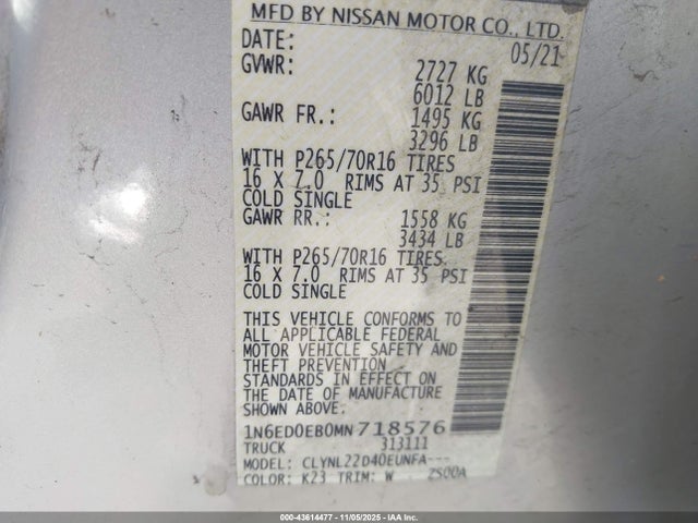 2021 NISSAN FRONTIER 1N6ED0EB0MN718576 Photo 8