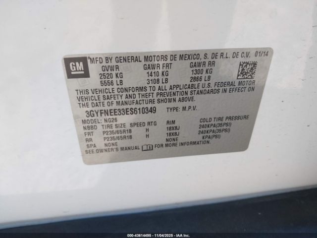 2014 CADILLAC SRX 3GYFNEE33ES610349 Photo 8