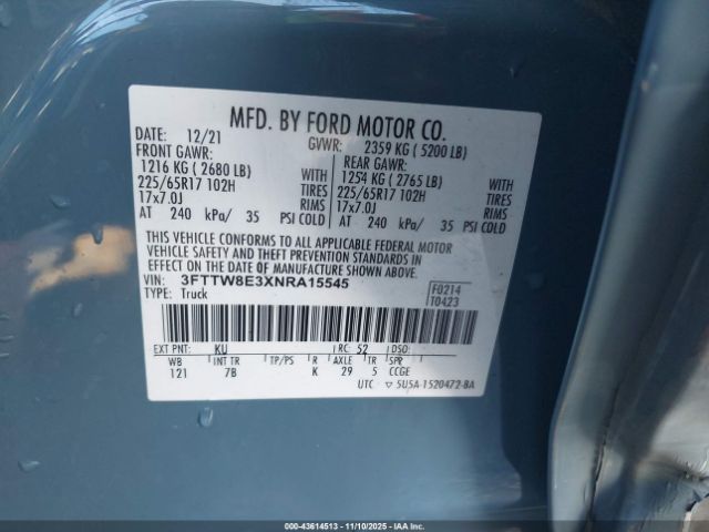 2022 FORD MAVERICK 3FTTW8E3XNRA15545 Photo 8