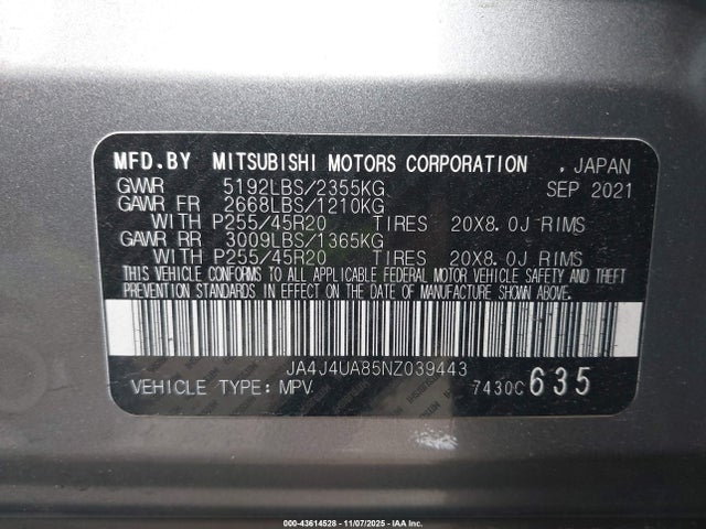 2022 MITSUBISHI OUTLANDER JA4J4UA85NZ039443 Photo 8