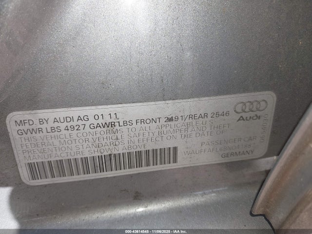 2011 AUDI A4 WAUFFAFL6BN041882 Photo 8
