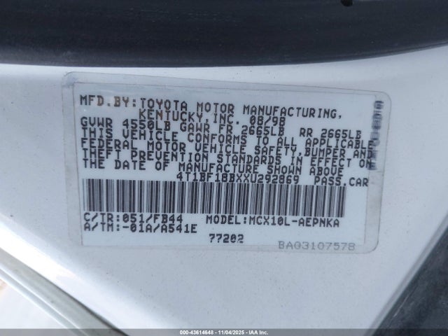 1999 TOYOTA AVALON 4T1BF18BXXU292869 Photo 8