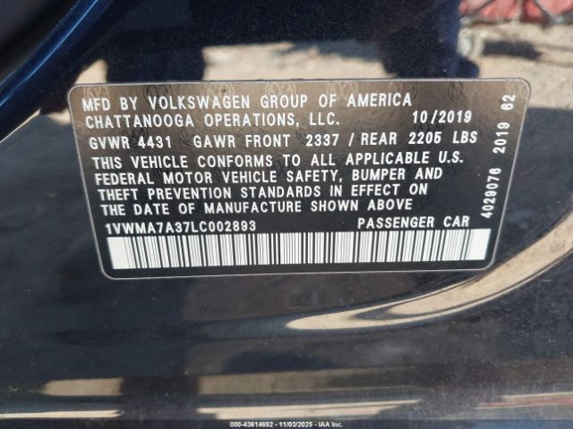2020 VOLKSWAGEN PASSAT 1VWMA7A37LC002893 Photo 8