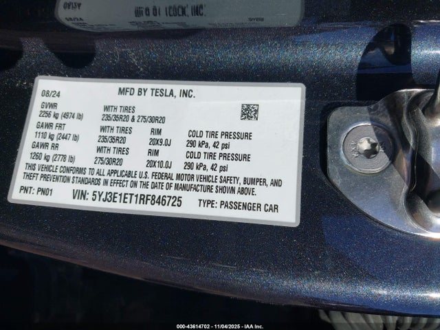 2024 TESLA MODEL 3 5YJ3E1ET1RF846725 Photo 8