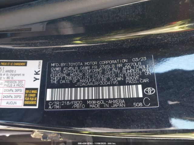 2023 TOYOTA PRIUS JTDACAAUXP3004195 Photo 8