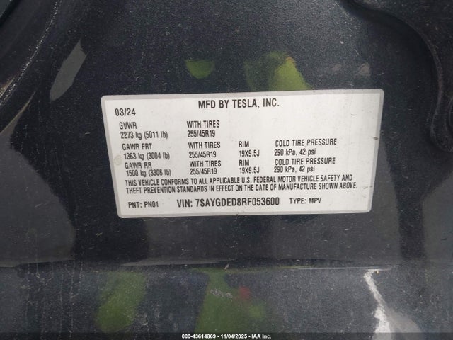 2024 TESLA MODEL Y 7SAYGDED8RF053600 Photo 8