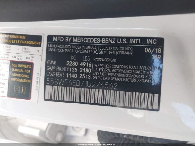 2018 MERCEDES-BENZ AMG C 43 55SWF6EB7JU274562 Photo 8