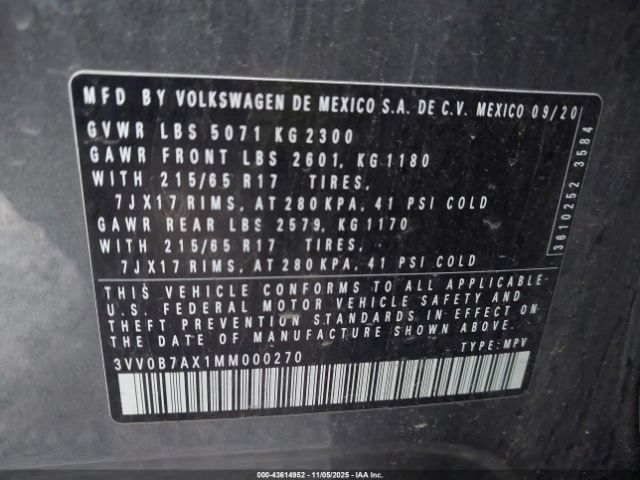 2021 VOLKSWAGEN TIGUAN 3VV0B7AX1MM000270 Photo 8
