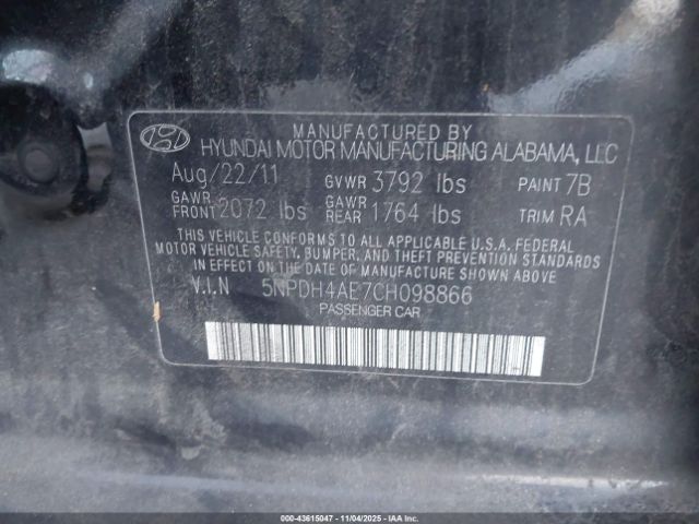 2012 HYUNDAI ELANTRA 5NPDH4AE7CH098866 Photo 8