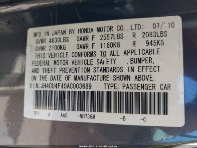2010 ACURA TSX JH4CU4F40AC003689 Photo 8