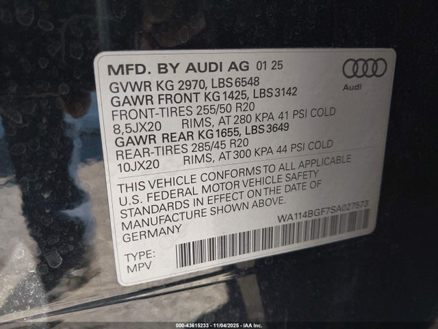 2025 AUDI Q6 E-TRON WA114BGF7SA027573 Photo 8