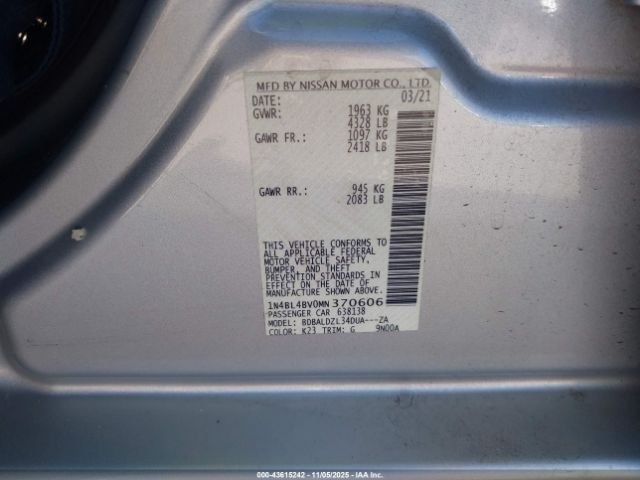 2021 NISSAN ALTIMA 1N4BL4BV0MN370606 Photo 8