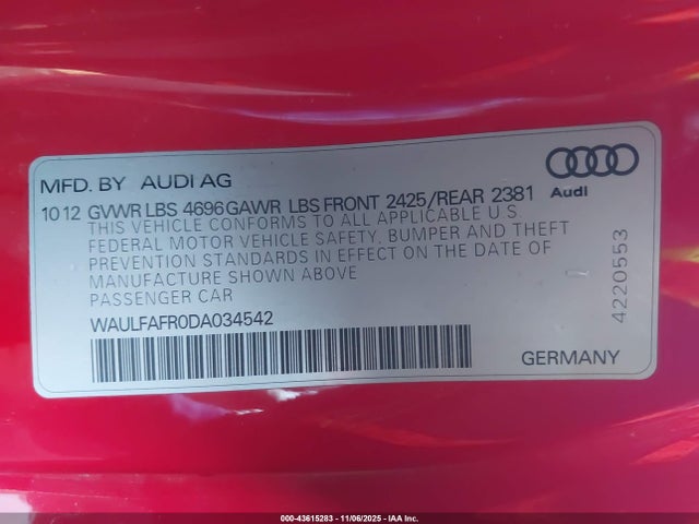 2013 AUDI A5 WAULFAFR0DA034542 Photo 8