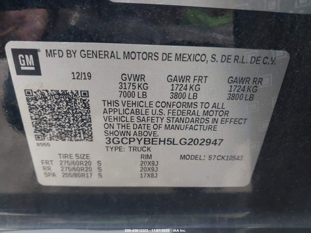 3GCPYBEH5LG202947 Chevrolet Silverado 1500 4wd Short Bed Custom