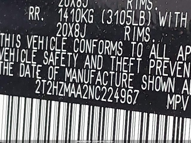 Lexus RX 350 2022 2T2HZMAA2NC224967 Image 9