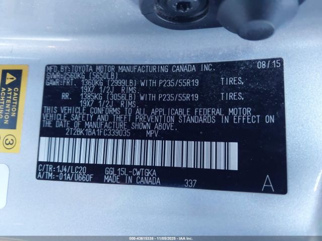 2015 LEXUS RX 350 2T2BK1BA1FC339035 Photo 8