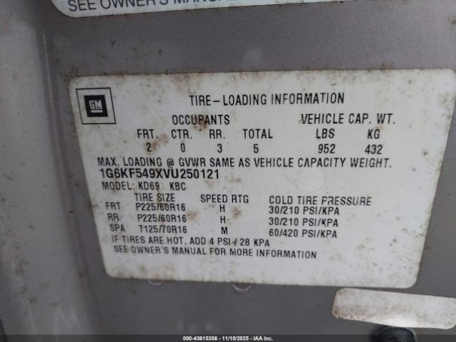 1997 CADILLAC DEVILLE 1G6KF549XVU250121 Photo 8