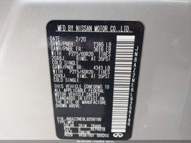 2020 INFINITI QX80 JN8AZ2NE6L9256190 Photo 8