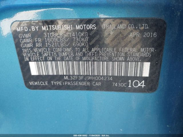 2017 MITSUBISHI MIRAGE G4 ML32F3FJ9HH004234 Photo 8