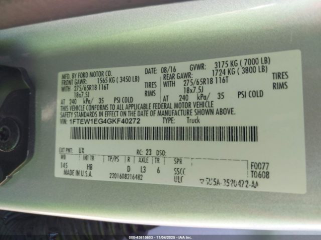 2016 FORD F-150 1FTEW1EG4GKF40272 Photo 8