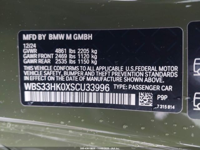 2025 BMW M4 WBS33HK0XSCU33996 Photo 8