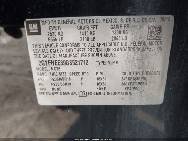 2016 CADILLAC SRX 3GYFNEE39GS521713 Photo 8