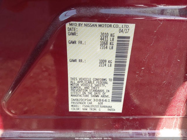 1N4BZ0CP5HC308661 Nissan LEAF SV