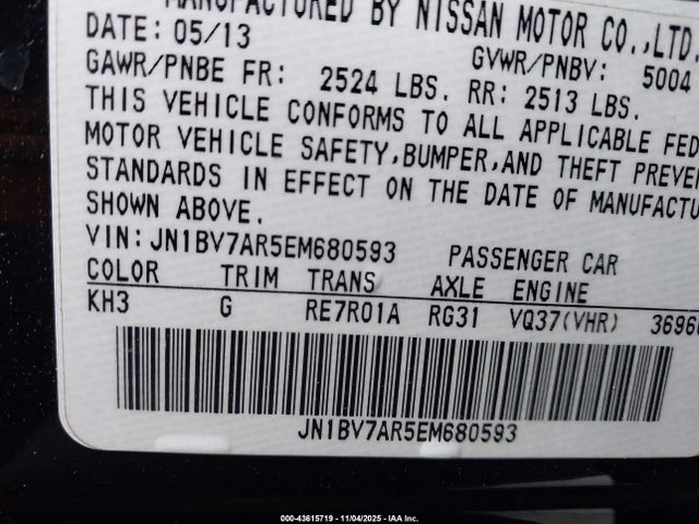 Продажа на аукционе авто 2014 Infiniti Q50 Sport, vin: JN1BV7AR5EM680593, номер лота: 43615719