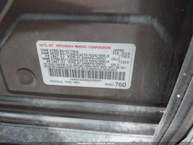 2016 MITSUBISHI OUTLANDER JA4AZ3A3XGZ035357 Photo 8