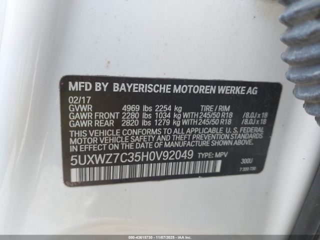 2017 BMW X3 5UXWZ7C35H0V92049 Photo 8