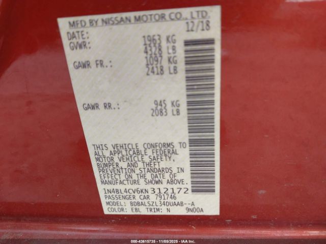 2019 NISSAN ALTIMA 1N4BL4CV6KN312172 Photo 8