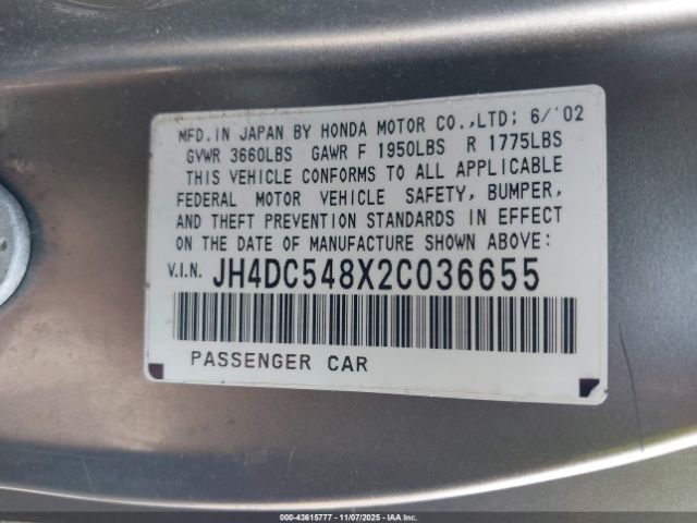 2002 ACURA RSX JH4DC548X2C036655 Photo 8