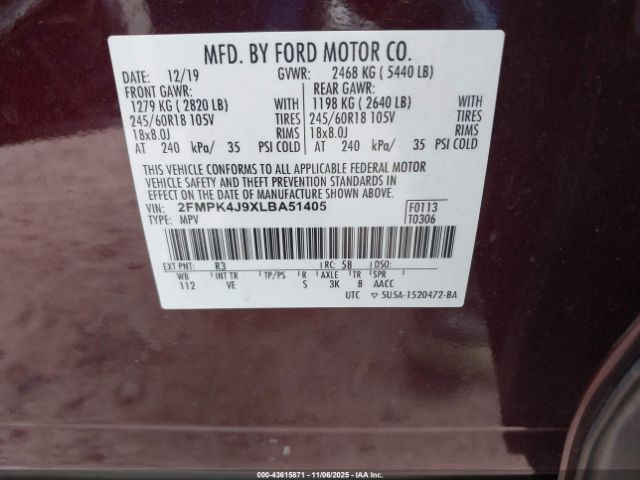 2020 FORD EDGE 2FMPK4J9XLBA51405 Photo 8