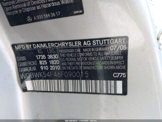 2006 MERCEDES-BENZ SLK 280 WDBWK54F46F090015 Photo 8