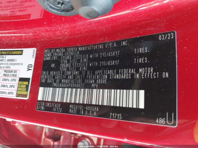 2023 TOYOTA COROLLA CROSS 7MUCAAAG4PV048822 Photo 8