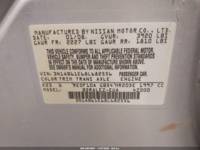 2008 NISSAN SENTRA 3N1AB61E68L682556 Photo 8