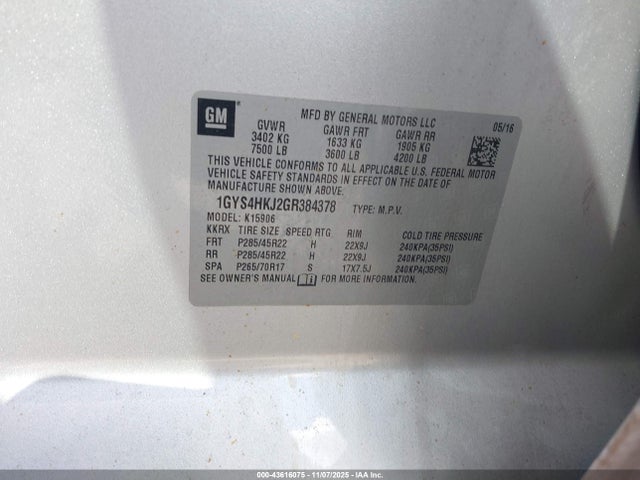 2016 CADILLAC ESCALADE ESV 1GYS4HKJ2GR384378 Photo 8