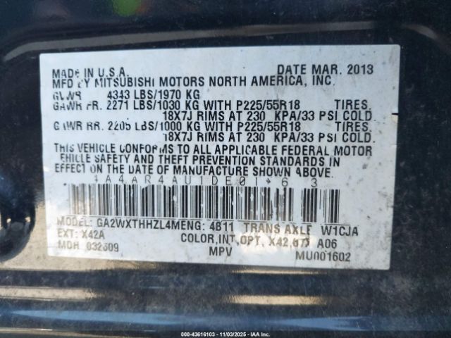 2013 MITSUBISHI OUTLANDER SPORT 4A4AR4AU1DE018673 Photo 8