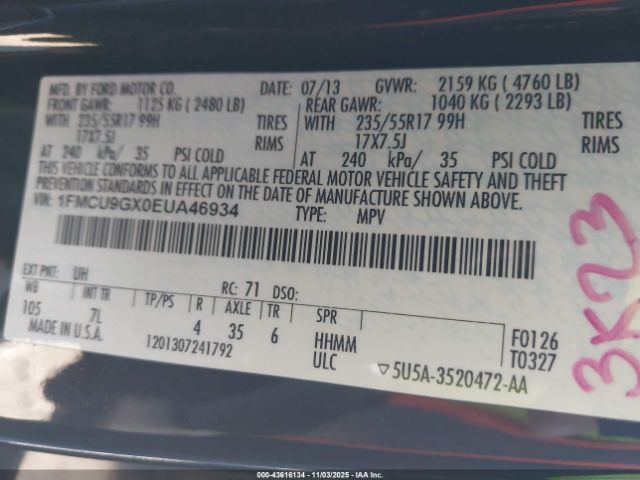 2014 FORD ESCAPE 1FMCU9GX0EUA46934 Photo 8