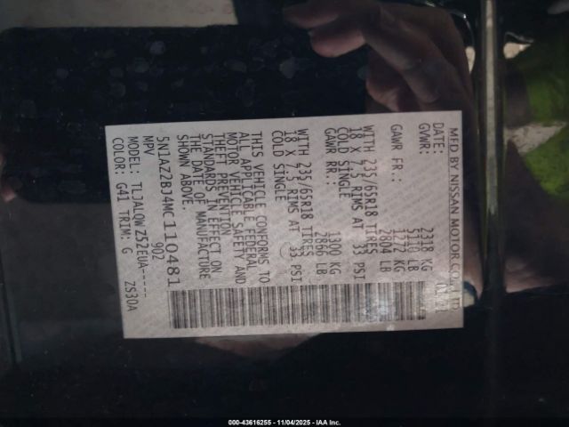 2021 NISSAN MURANO 5N1AZ2BJ4MC110481 Photo 8