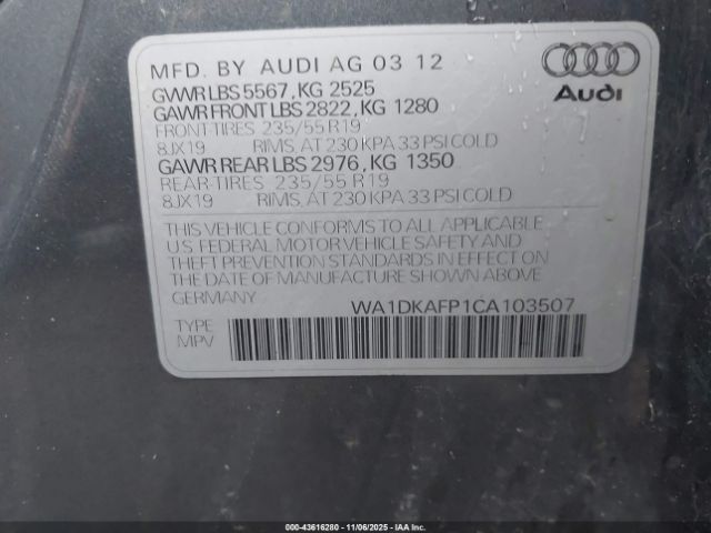 2012 AUDI Q5 WA1DKAFP1CA103507 Photo 8