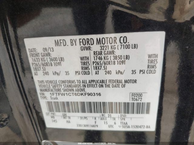 2013 FORD F-150 1FTFW1CT6DKF90316 Photo 8