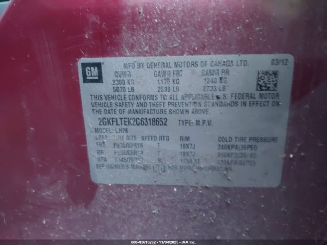 2012 GMC TERRAIN 2GKFLTEK2C6318652 Photo 8