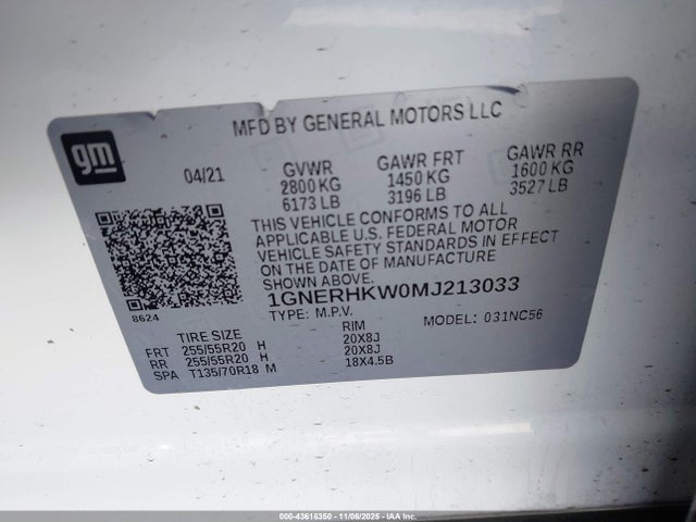 1GNERHKW0MJ213033 Chevrolet lfy