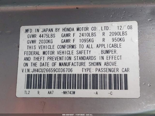 2009 ACURA TSX JH4CU26659C036706 Photo 8