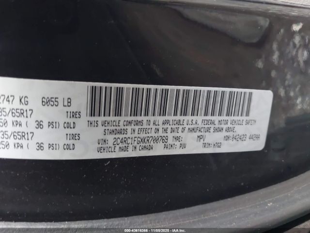 2019 CHRYSLER PACIFICA 2C4RC1FGXKR700769 Photo 8